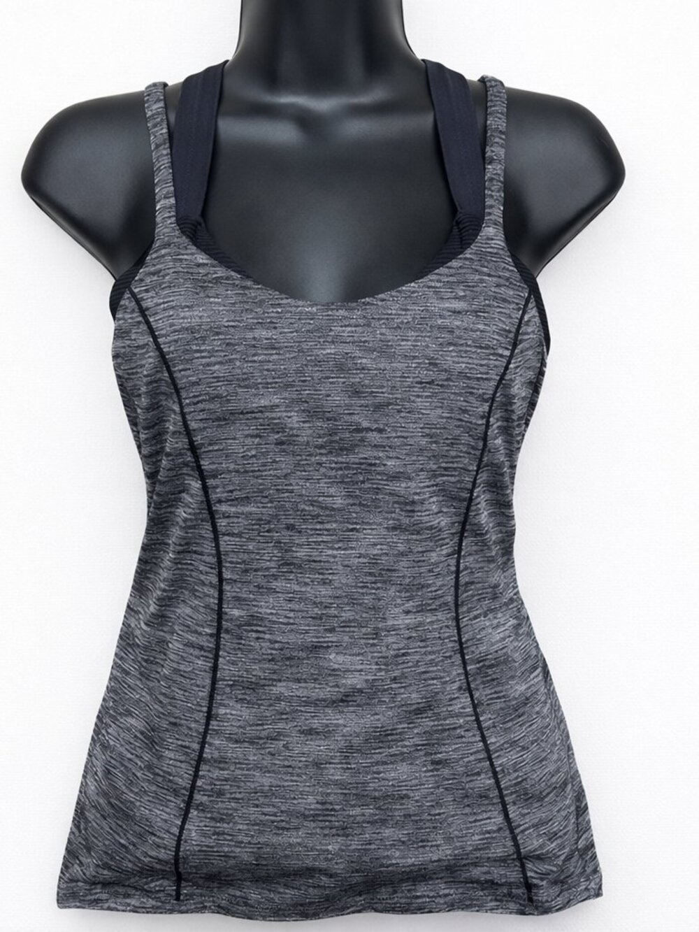Lululemon Gray Heathered Tank Built‑In Bra Activewear Yoga Top Sculpted Fit